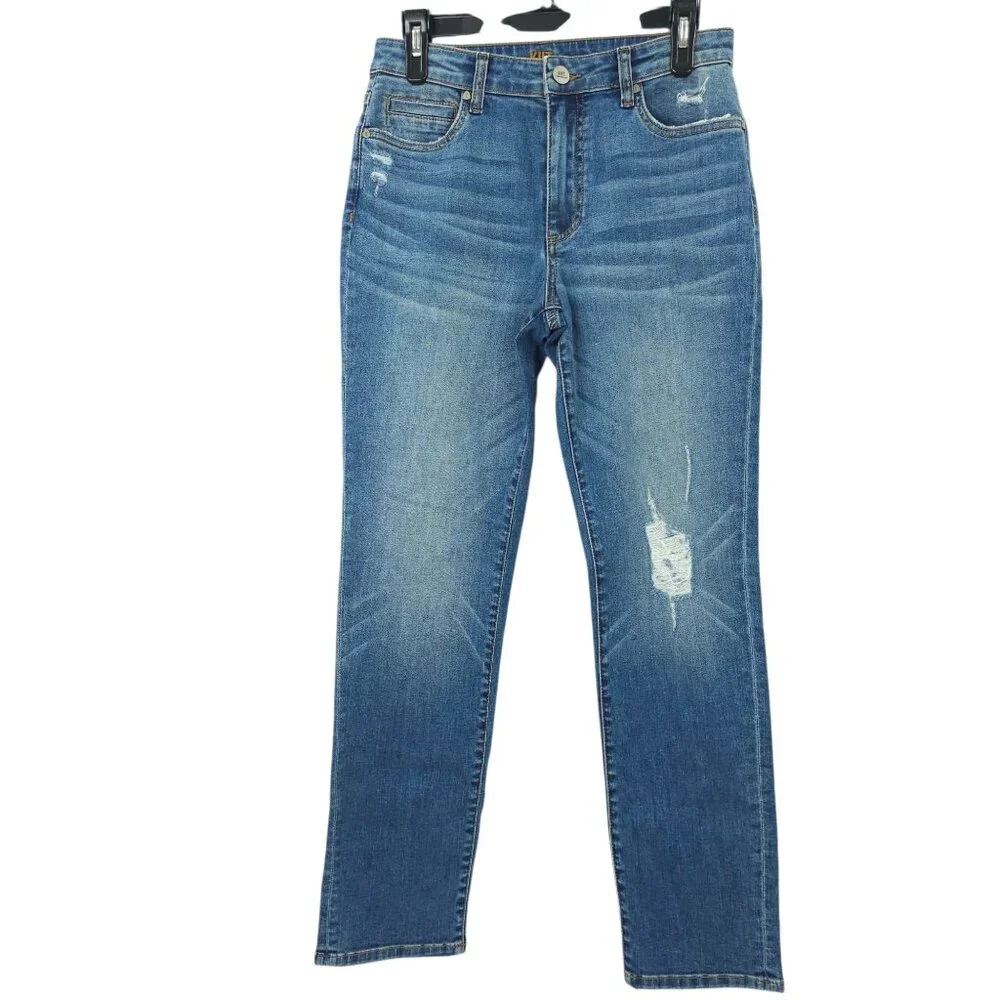 Kut From the Kloth Boyfriend Jeans Size 6 Petite Stretch Mid Rise Distressed